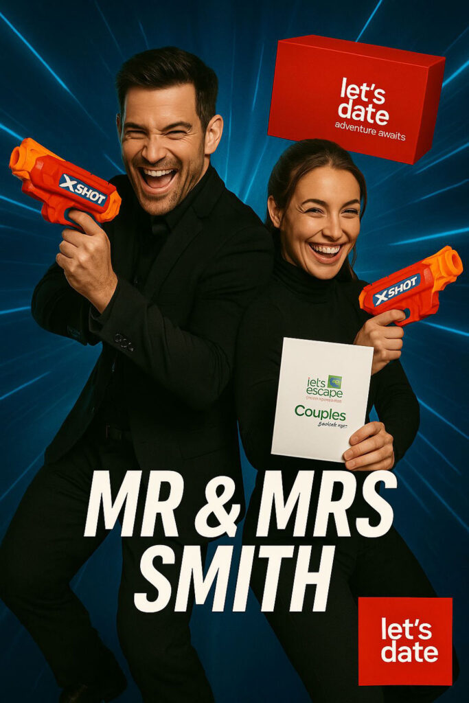 A-couple-smiling-while-playing-with-a-Lets-Date-Mr-and-Mrs-Smith-Date-Box